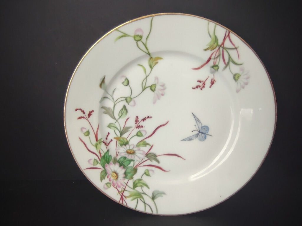 Haviland Limoges France 3 x Dessert 7-3/4" Gold Trim Flower Butterfly (lot 624)