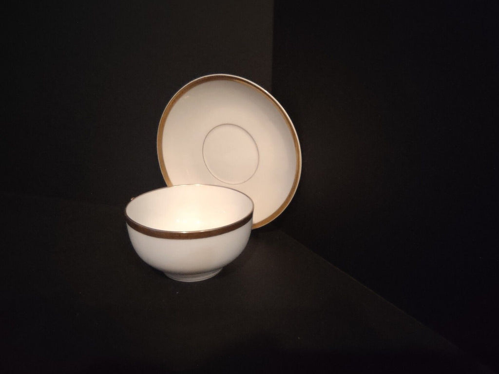 GDA Limoges France Porcelain Cup & Saucer White Gold Trim (lot 683)