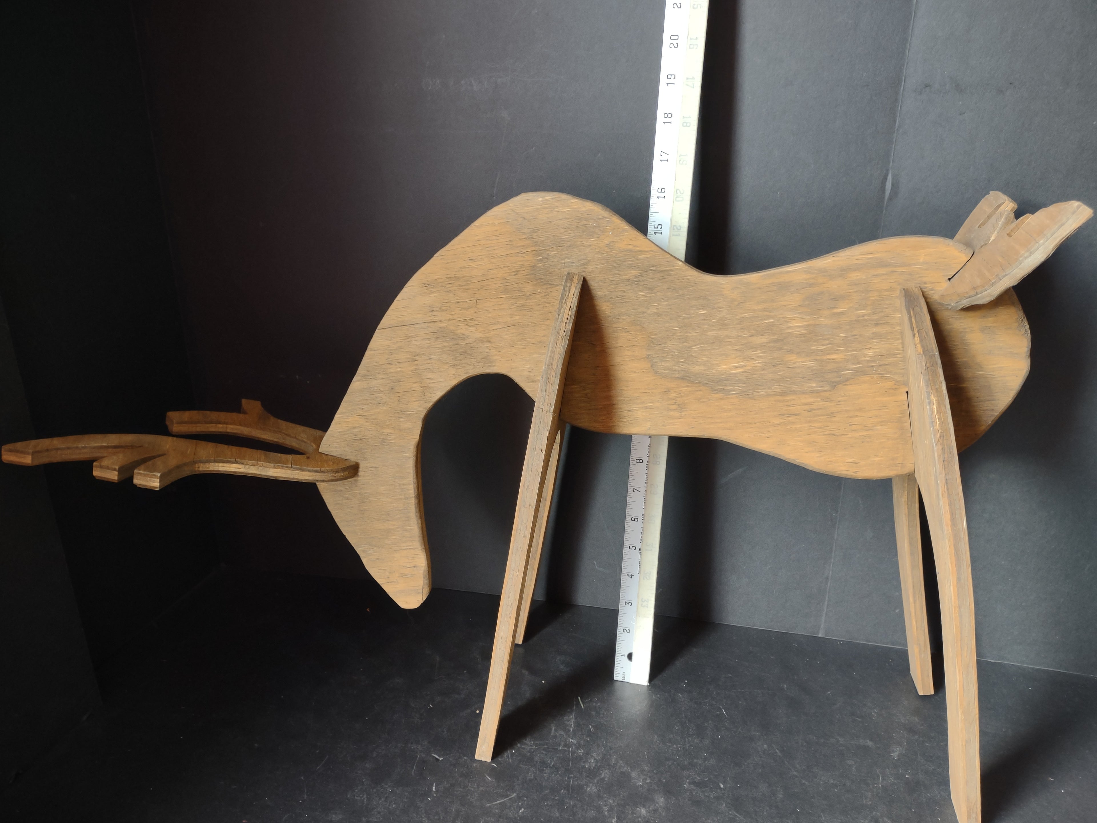 Vintage Wooden Handmade Set of 2 Christnmas Reindeer 27" (lot 3430)