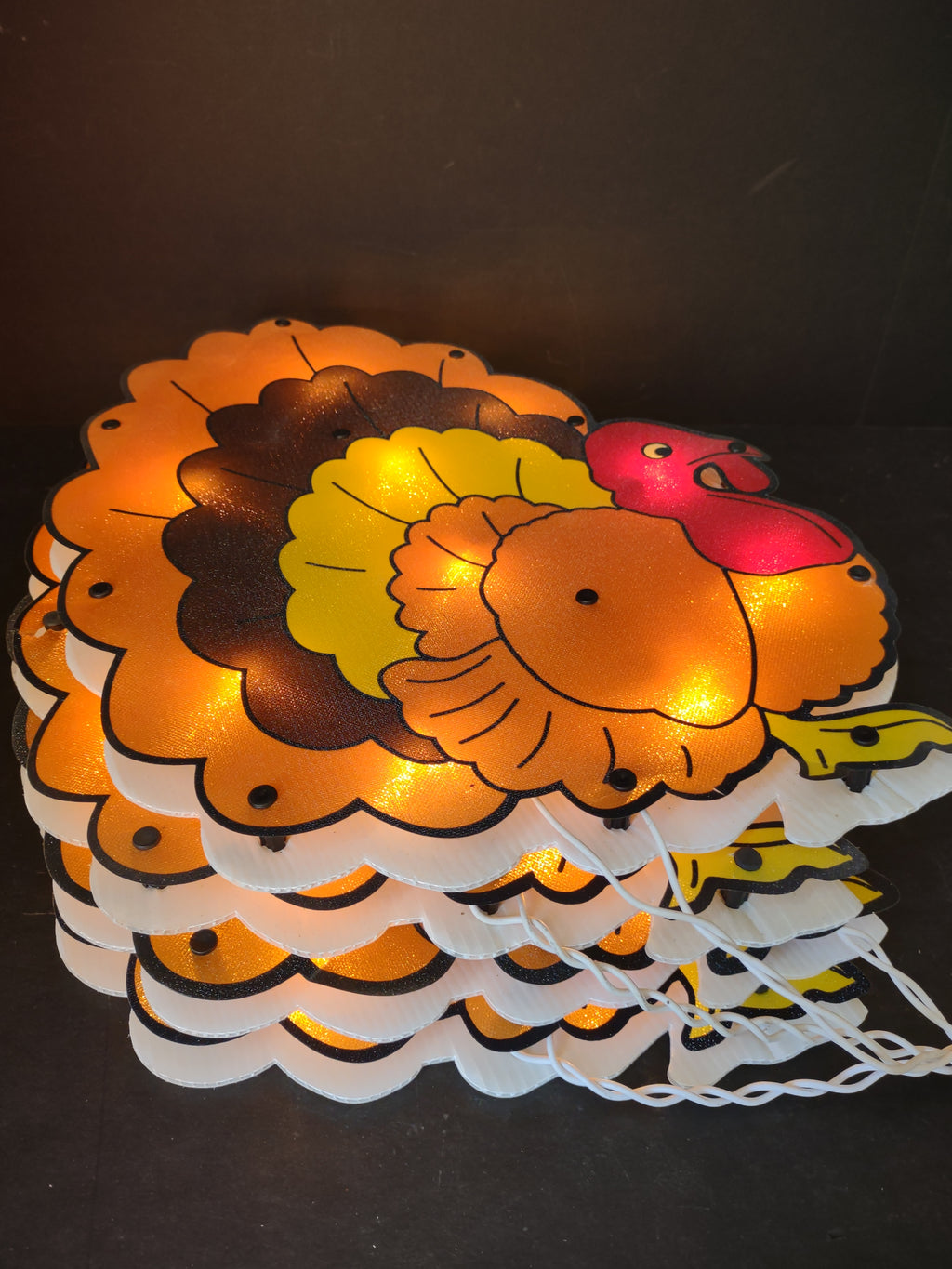 Thanksgiving Turkey x 4 Holographic Window Decor IMPERFECT (lot 3278j)