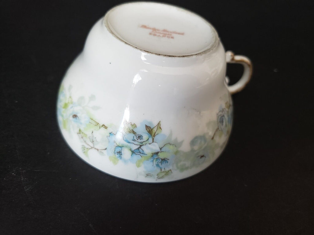 Haviland Limoges France Teacup & Saucer Blue Rose IMPERFECT (lot 618)