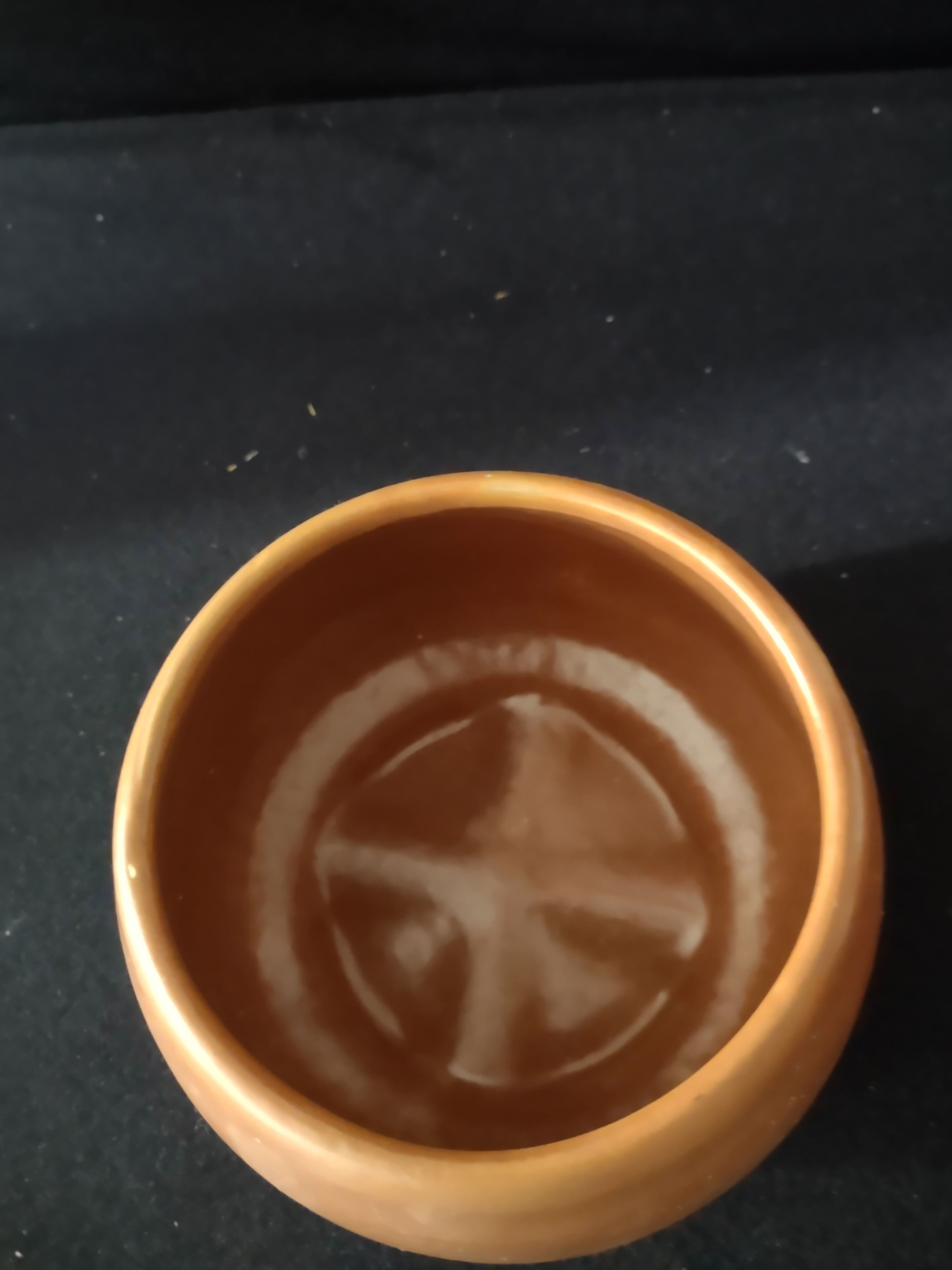 Vintage Round Pottery Brown Four Footed Planter (Lot 3547)