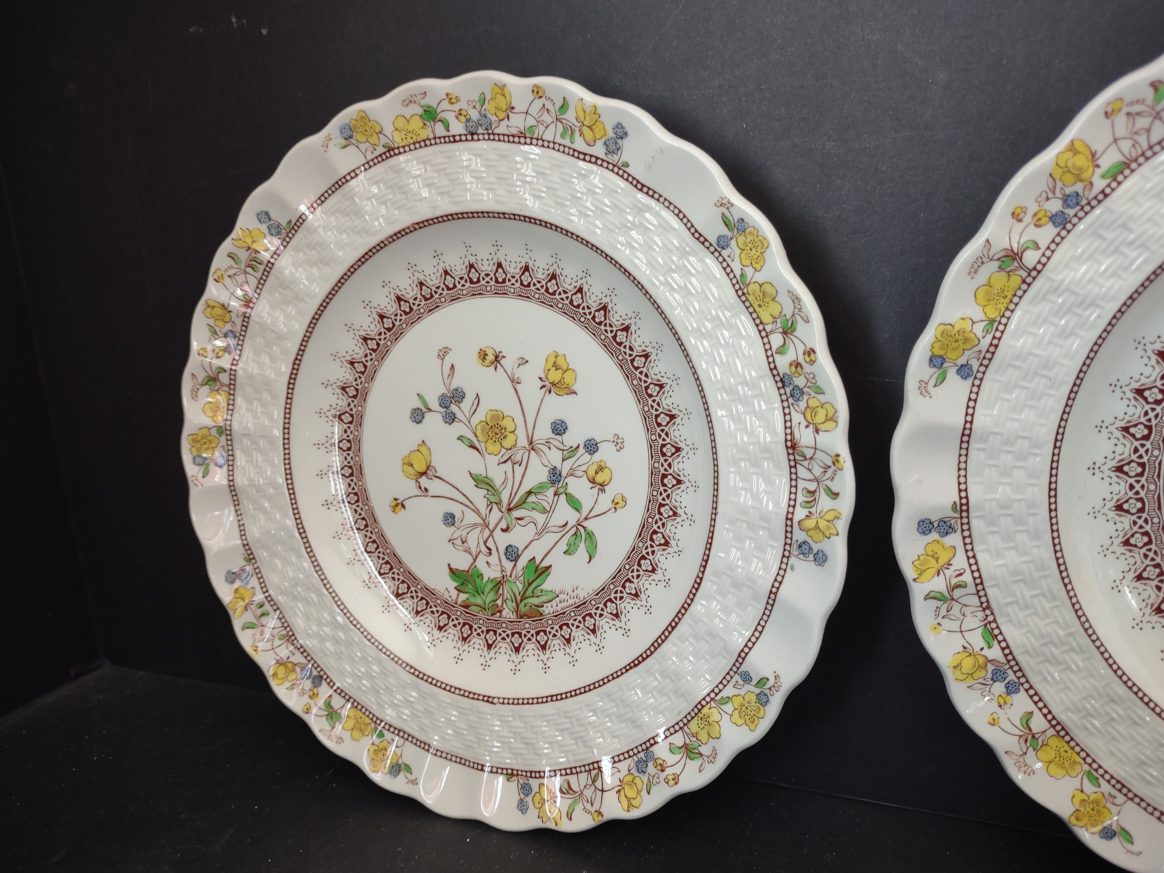Vintage Spode Buttercup Dessert Plate x 3 English Countryside Ironstone lot 5741
