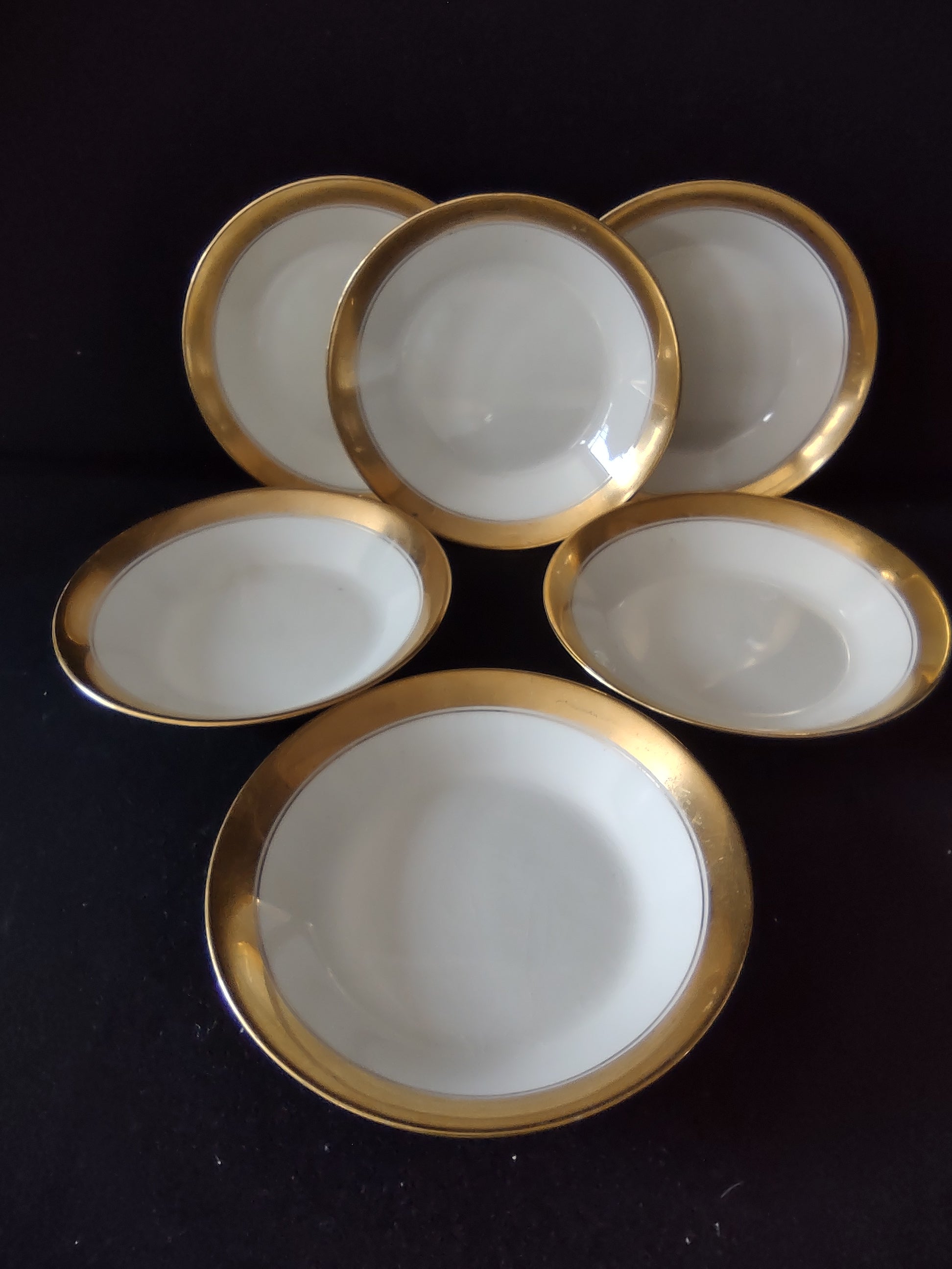 Vintage Johnson Brothers 5" Small Bowl Pareek Gold Rimmed Set Of 6 (Lot 5552)