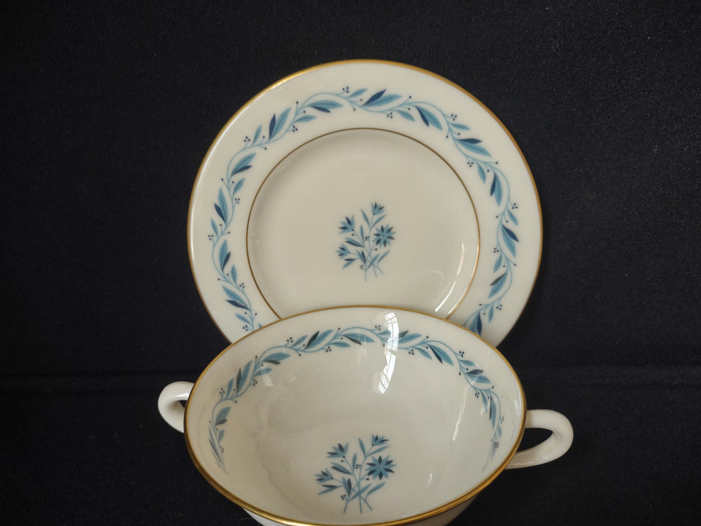 Vintage Lenox Bouillon Soup 2-handle Cup with Liner Blue Ridge (lot 1787)