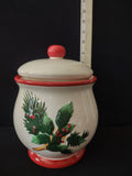 Christmas Ceramic Holly Berry Pine Cookie Jar (Lot 3507)
