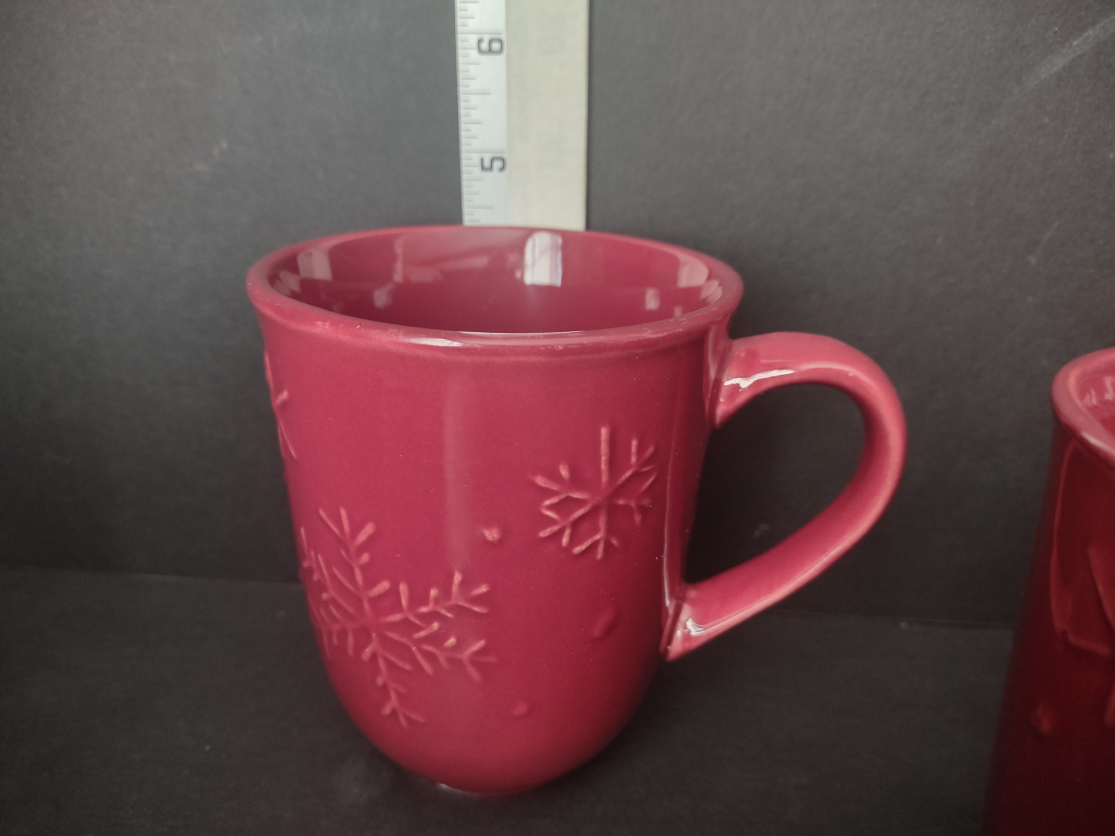 Christmas Snowflake Star Mugs 3 x Starbucks 2 Red Maroon Coffee Cup (lot 1216)