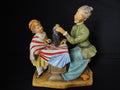 Vintage Figurine Sculpture Grandma and Child Sewing American Flag (lot 2698c)