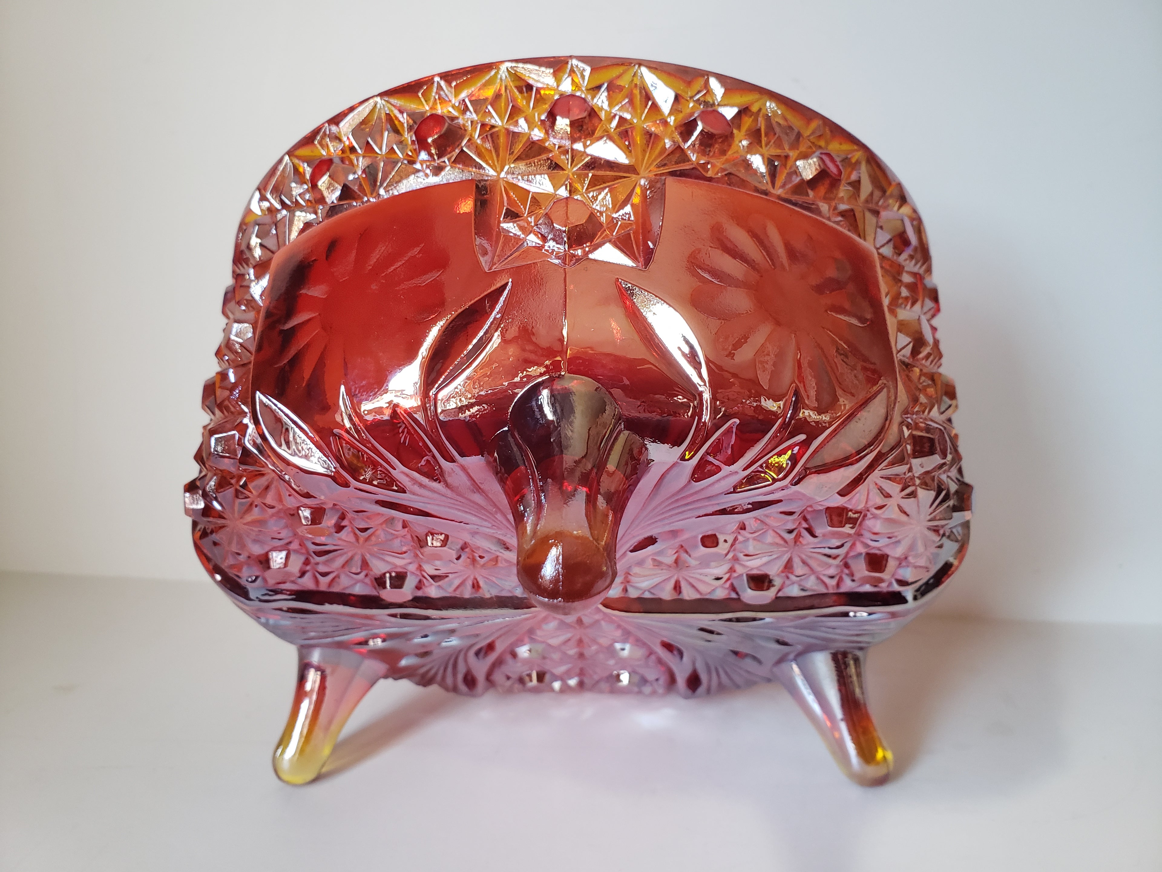 Vintage Marigold Iridescent Footed Bowl Carnival Glass (lot 2216)