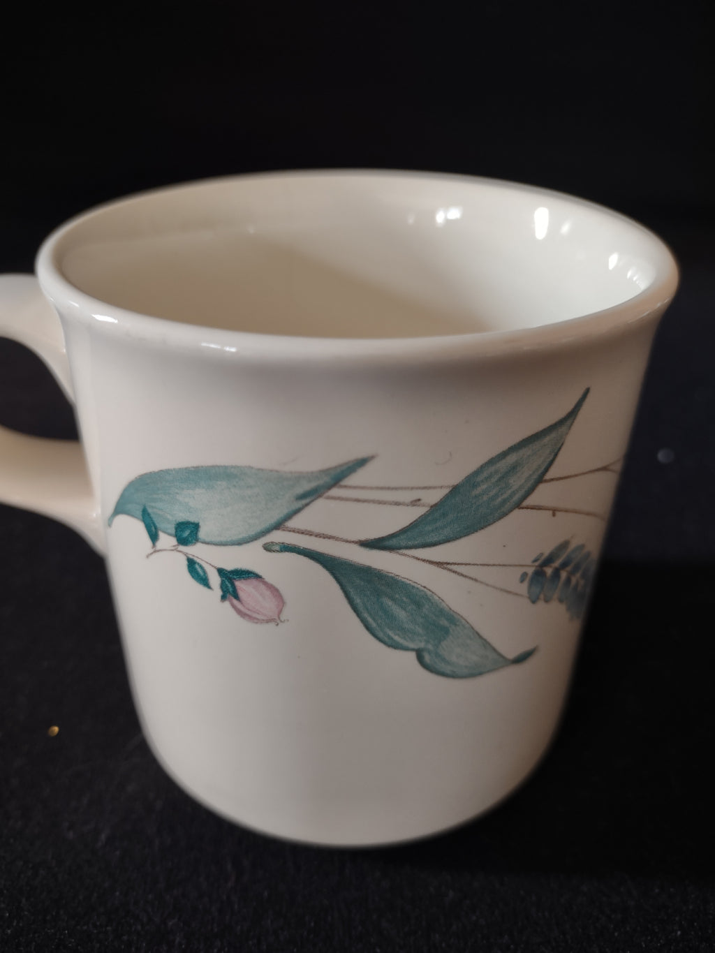 Vintage Pfaltzgraff Mugs April Flower Pink Lavender Aqua Set Of 6 (Lot 5031)
