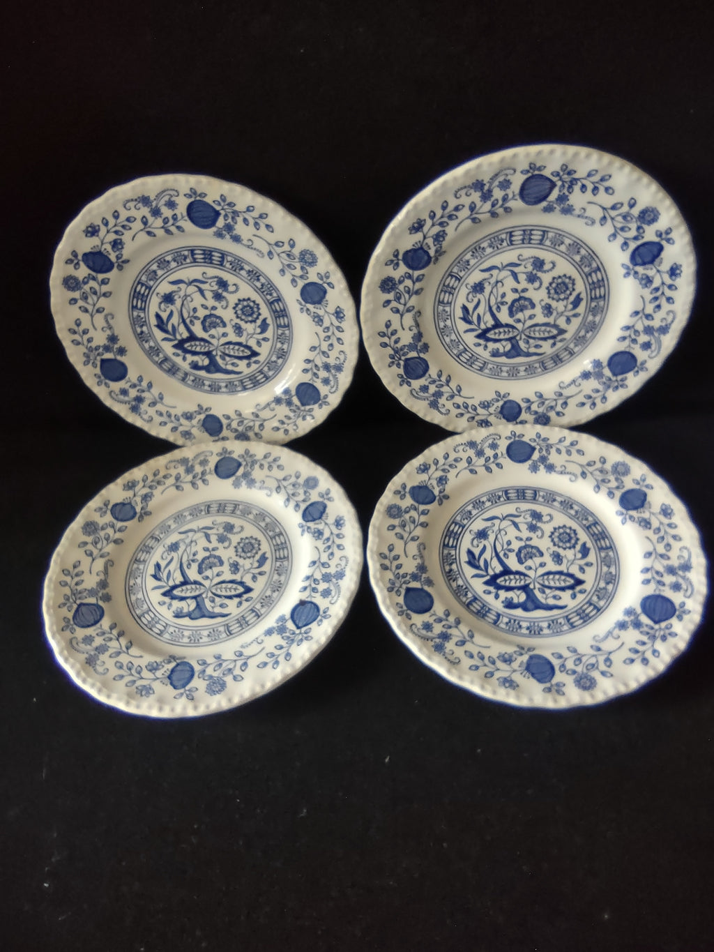 Vintage Enouch Blue Heritage Bread Butter Plate Ironstone England Set Of 4(5971)