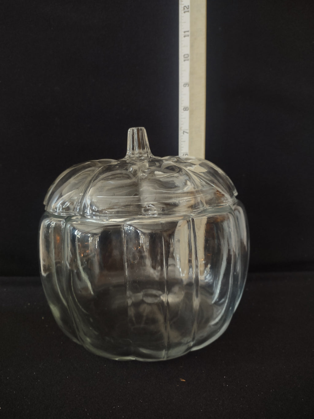 Halloween Thanksgiving Fall Glass Lidded Pumpkin Cookie Jar (Lot 3373)