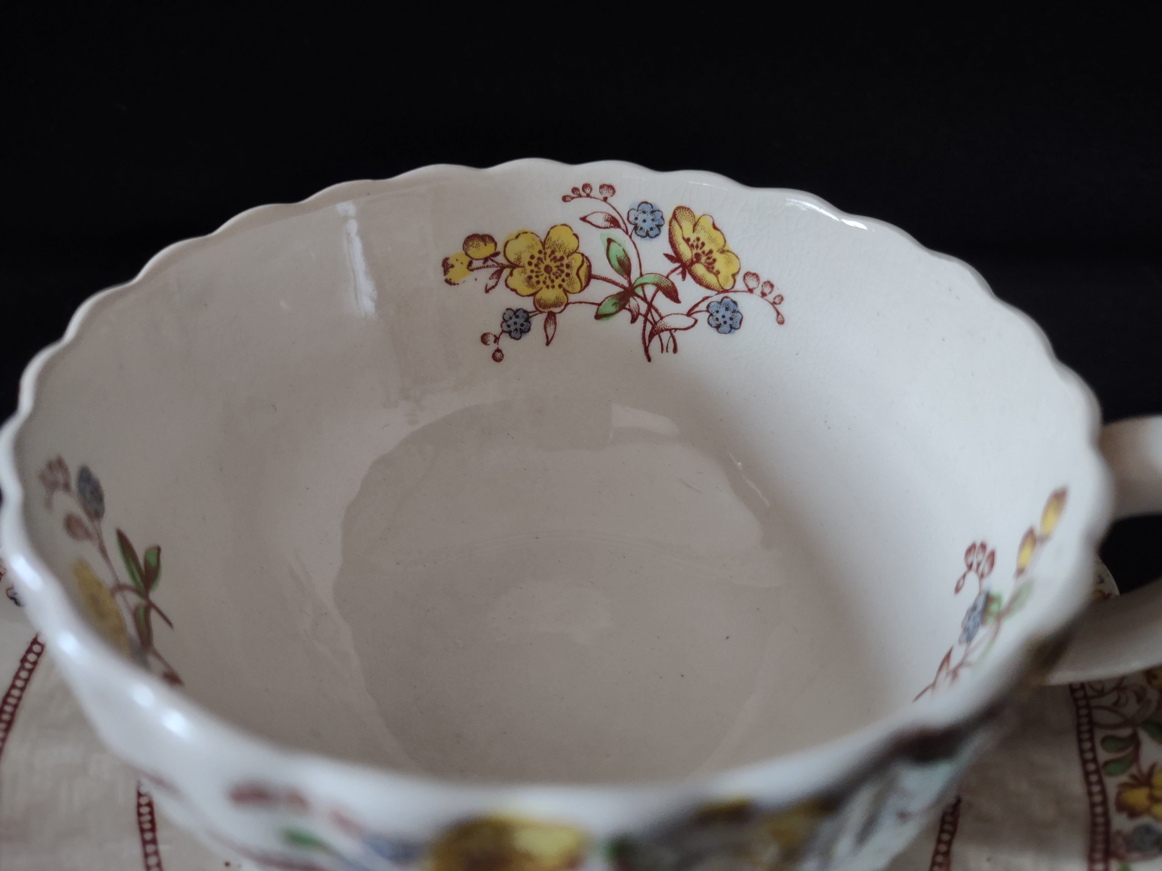 Vintage Spode Buttercup Teacup Saucer English Countryside Ironstone (lot 5747)