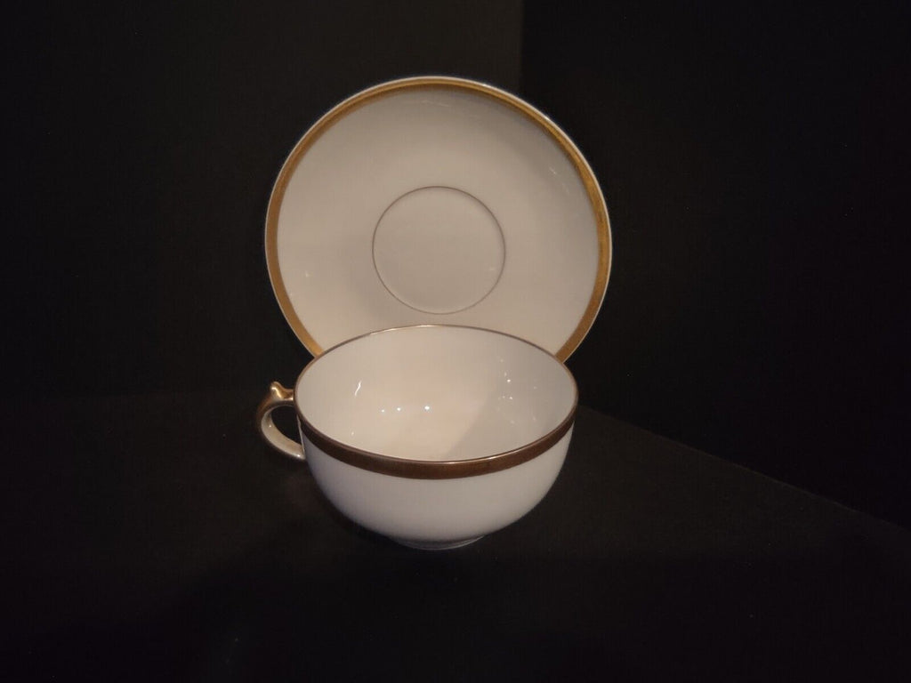GDA Limoges France Porcelain Cup & Saucer White Gold Trim (lot 683)