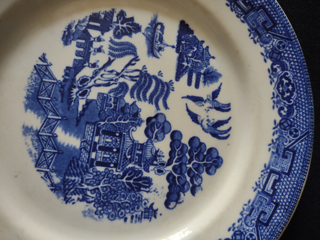Vintage Wood & Sons Luncheon Plate Willow Blue White IMPERFECT (Lot 5589)