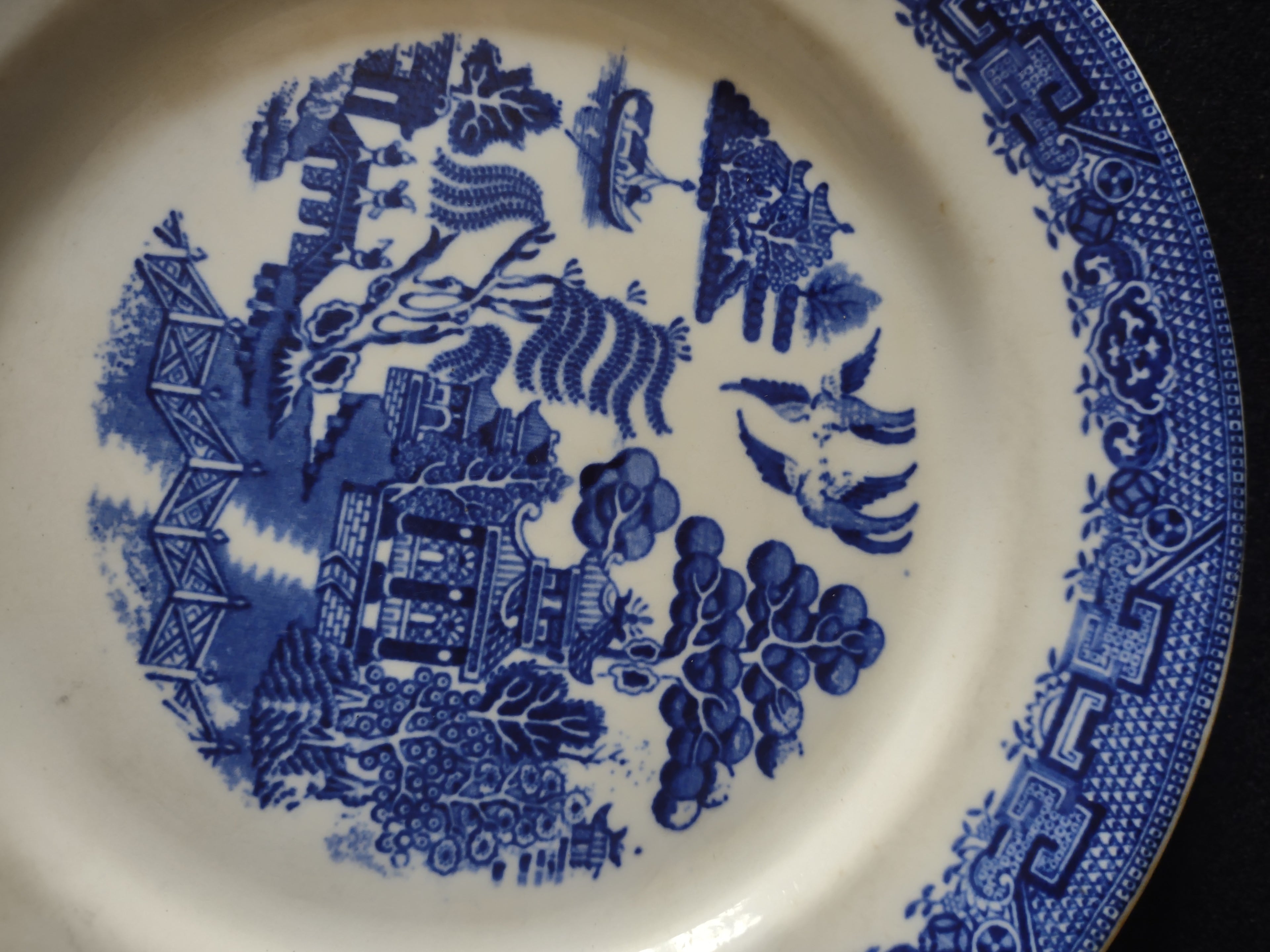 Vintage Wood & Sons Luncheon Plate Willow Blue White IMPERFECT (Lot 5589)