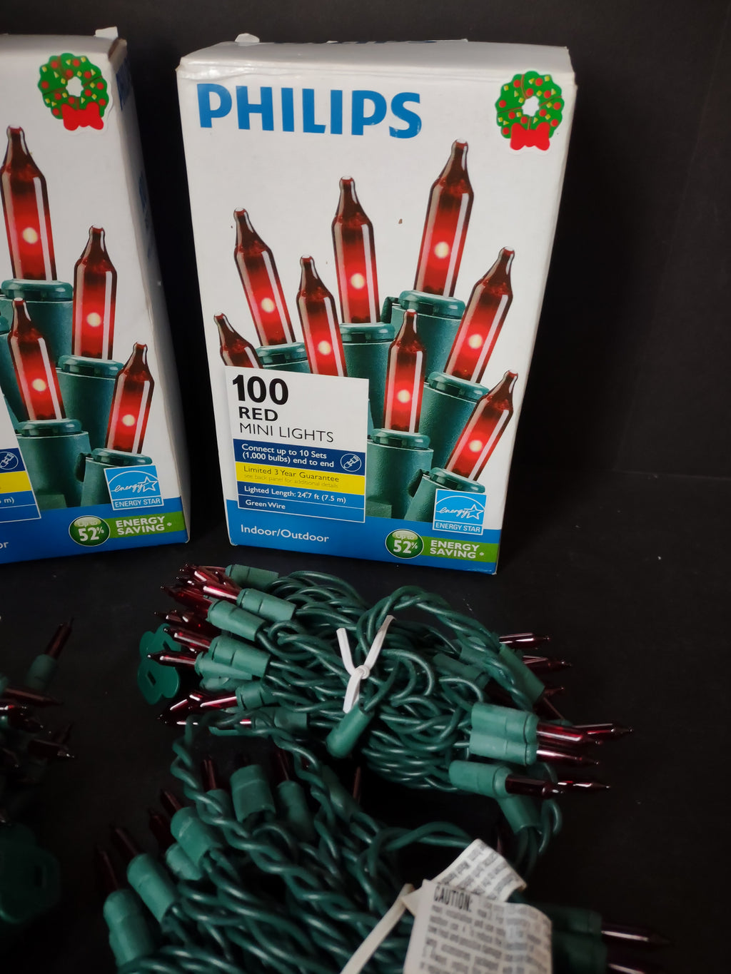 Red Christmas Mini Lights 100 x 4 Green Wire Strings (lot 3424)
