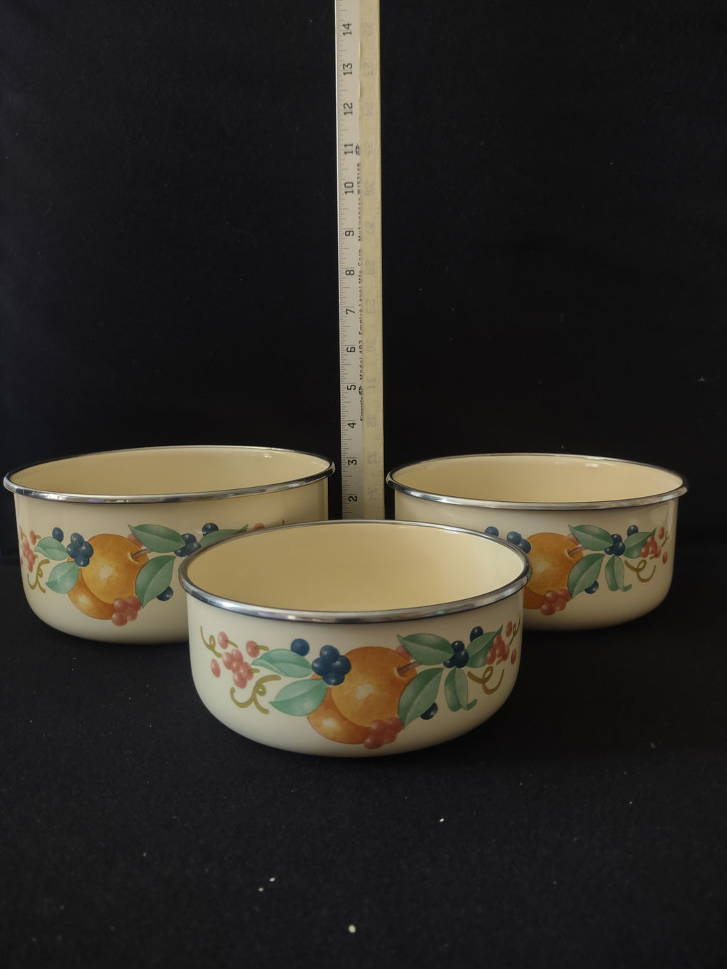 Vintage Lincoware Enamelware Nesting Bowls X 3 (Lot 2955)