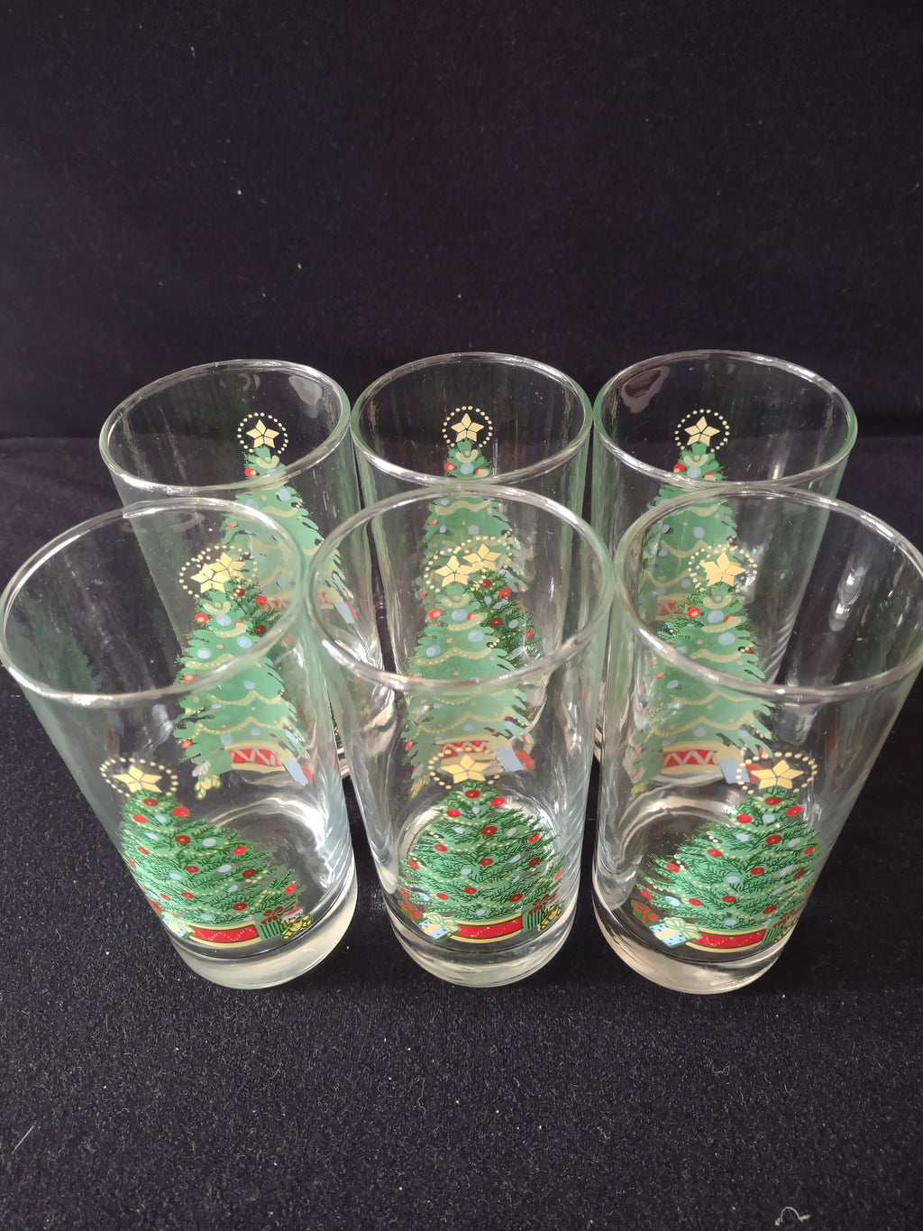 Vintage Home Interiors Christmas Tree Tumblers Gifts Star Set Of 6 (Lot4213)