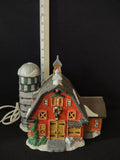 Vintage O'Well Lighted Red Barn Silo Christmas Village House (Lot 3681)