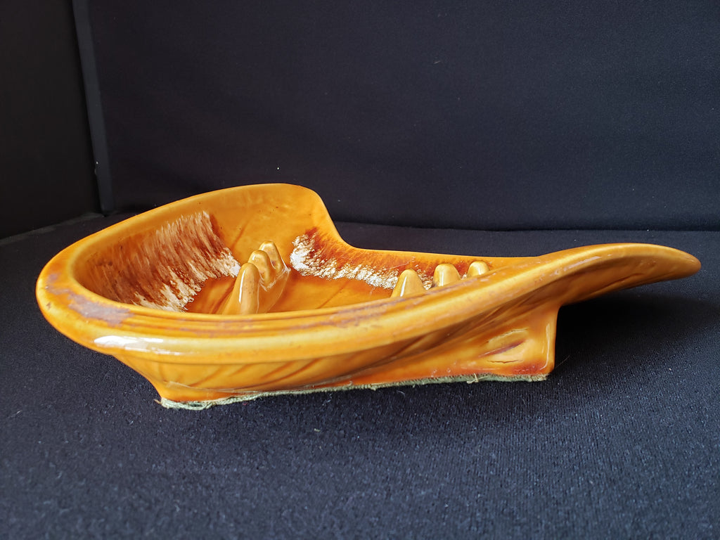 Ashtray Brown Orange Glazed Ceramic Vintage Retro 1970s Mid Century (lot 2156d)