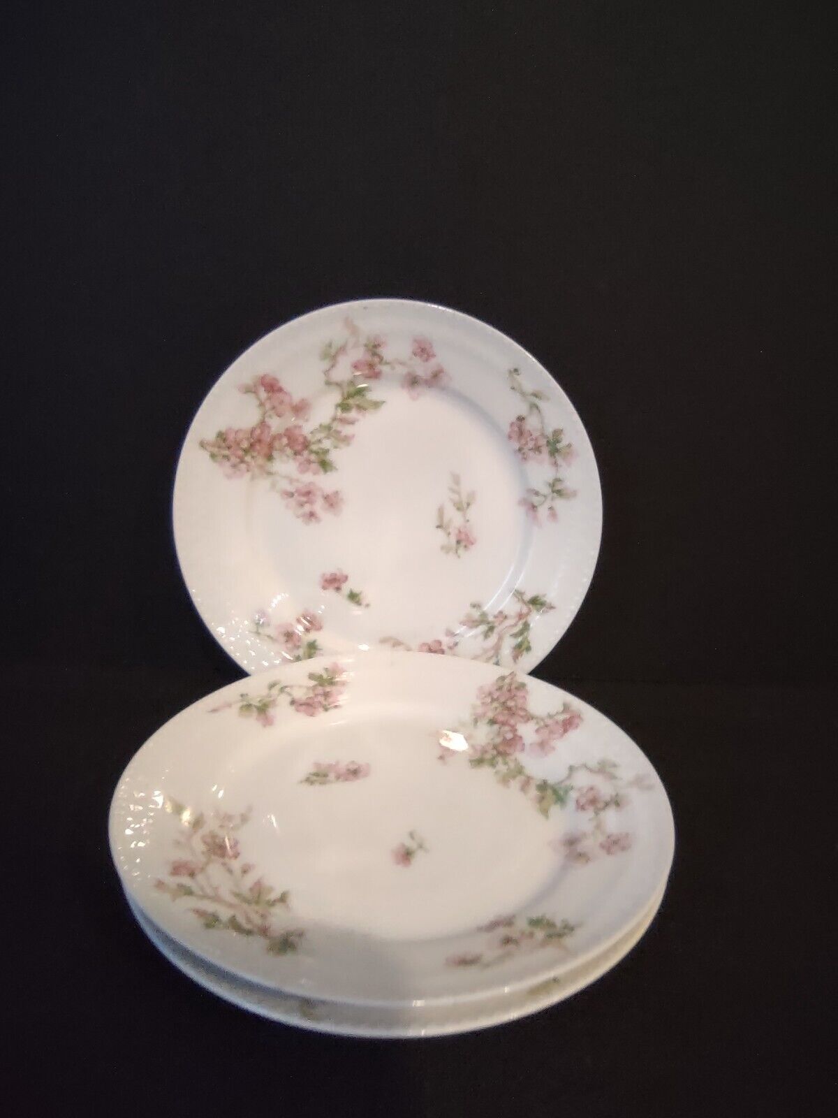 Haviland Limoges France 3 x Bread Butter Plate Gold Handles Red Blossoms lot 557