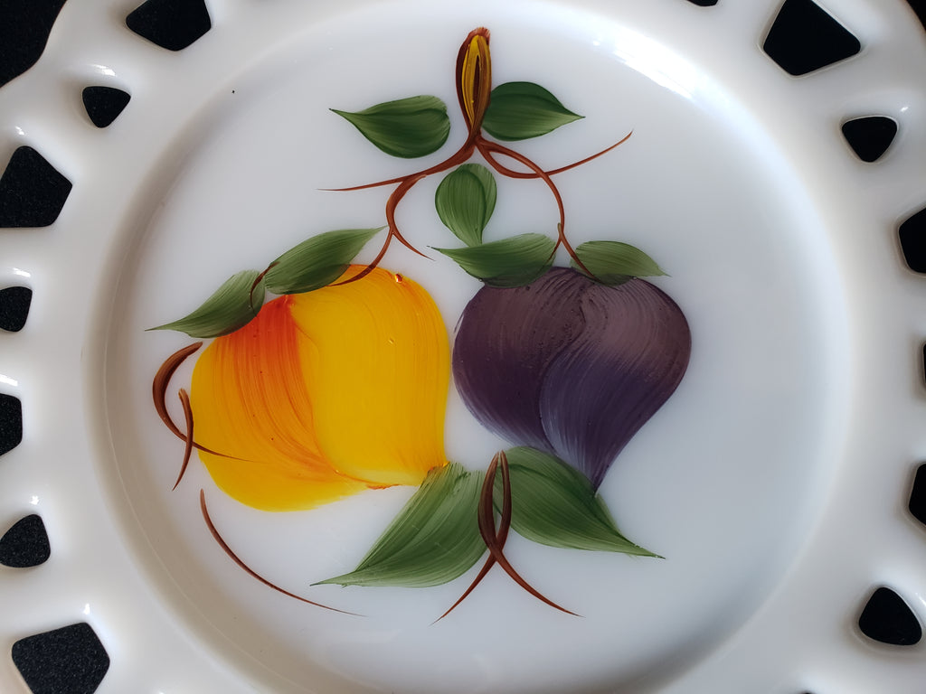 Vintage Westmoreland Peach Plum Motif Milk Glass Wall Plate (lot 2188)