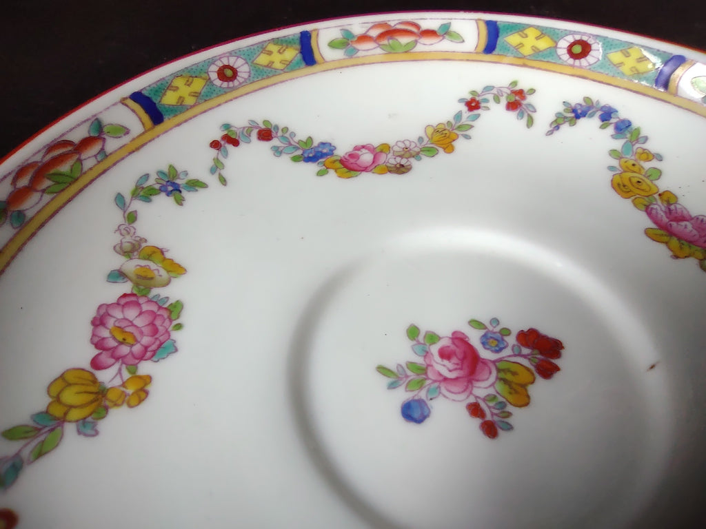 Vintage Minton Rose Garland Swag Boullion Saucer Bone China England (lot 5479)