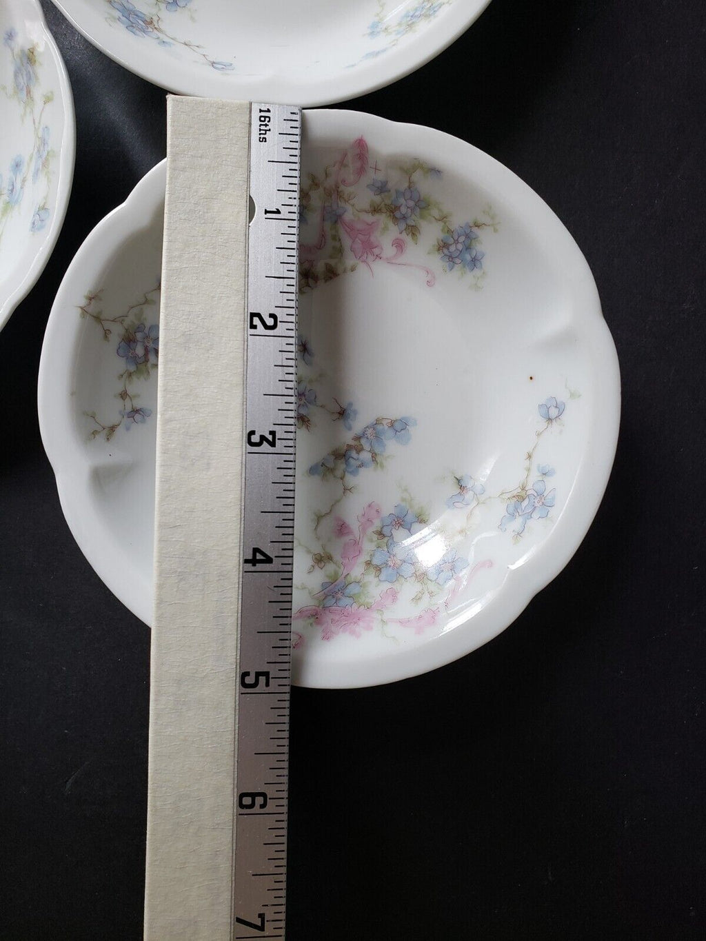 Haviland Limoges France 5 x Bowl 5" Gold Trim Pink Blue Forget Me Not (lot 573)
