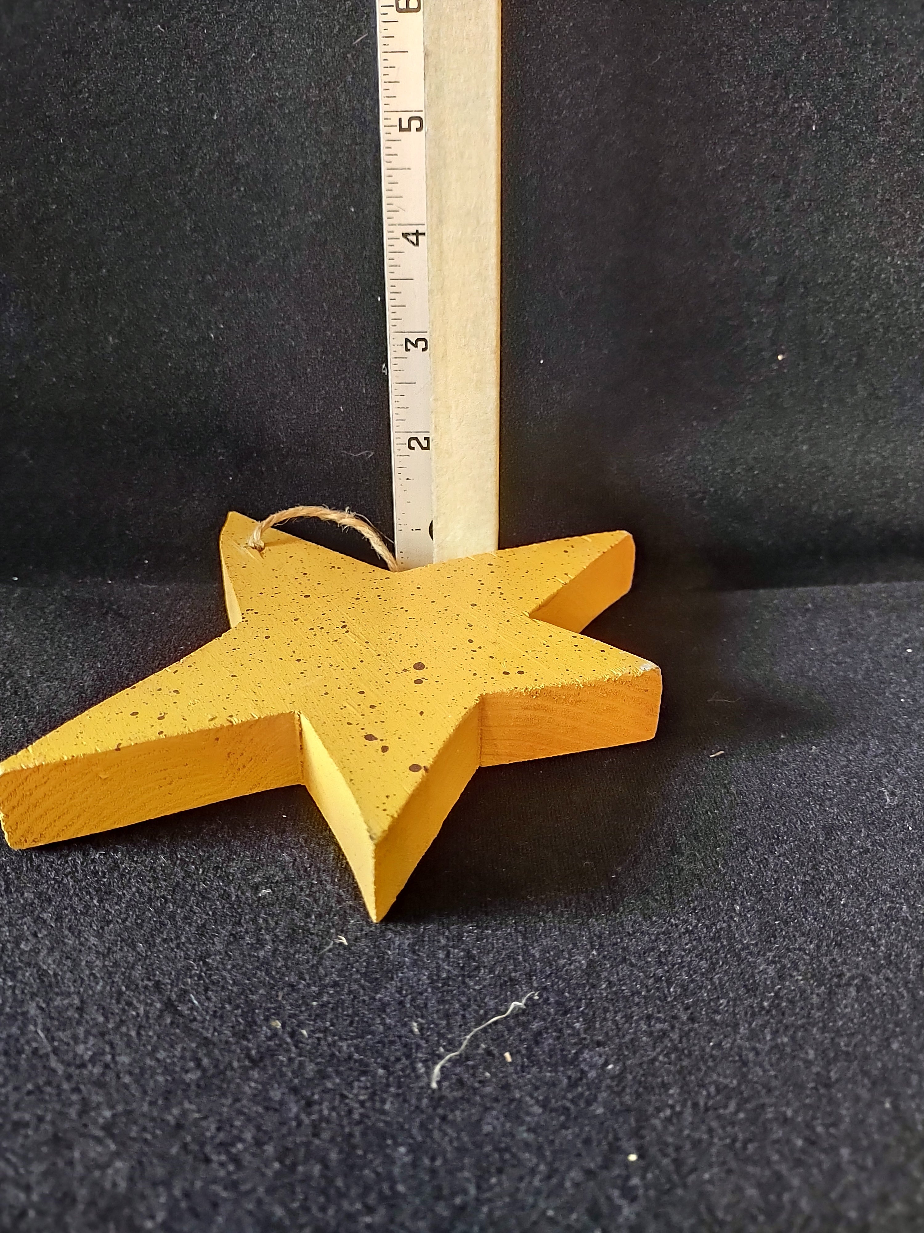 Rustic Christmas Wooden Stars 1 Decorated 8" 2 Small 1 Speckled (Lot 4641)