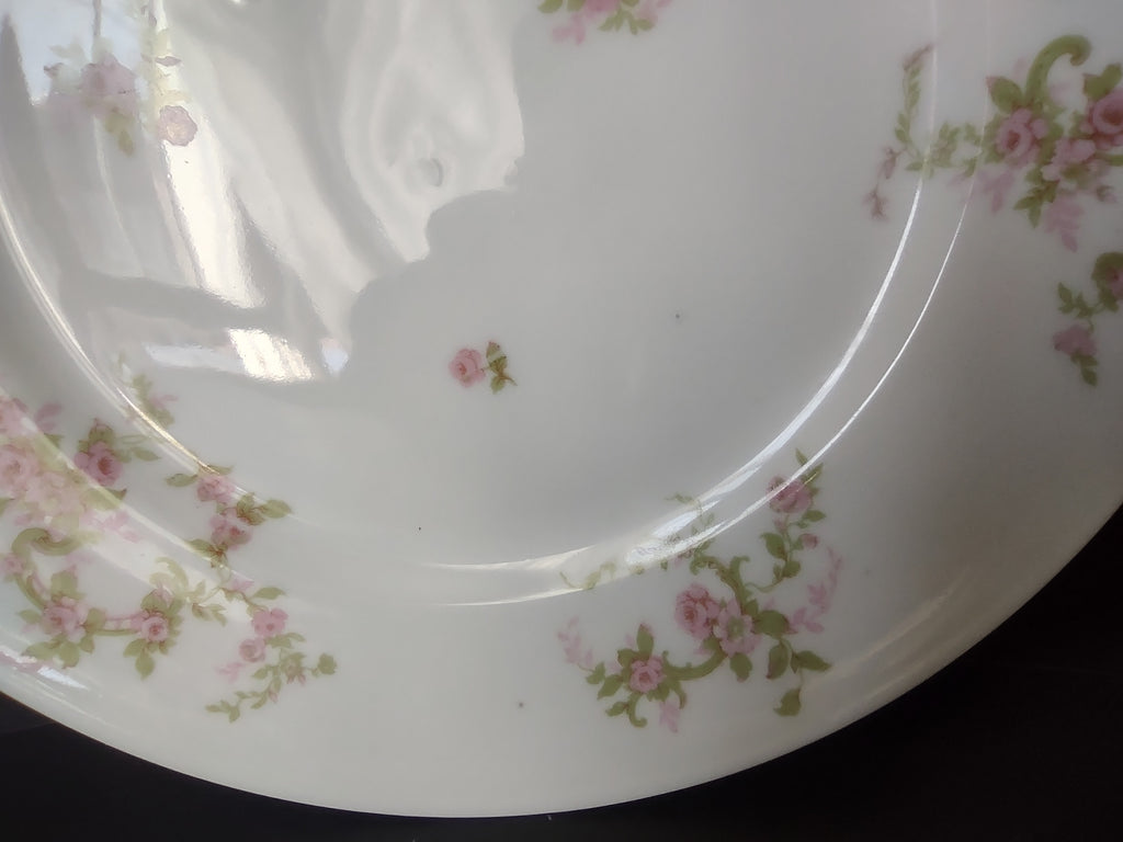 Haviland Limoges Dinner Plate Pink Rose Green Ribbon (lot 890)