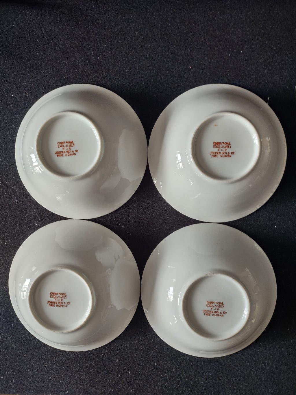 Vintage 6" Lusterware Cereal Cram Soup Bowl x 4 Orange Trim Flowers (Lot 5051)