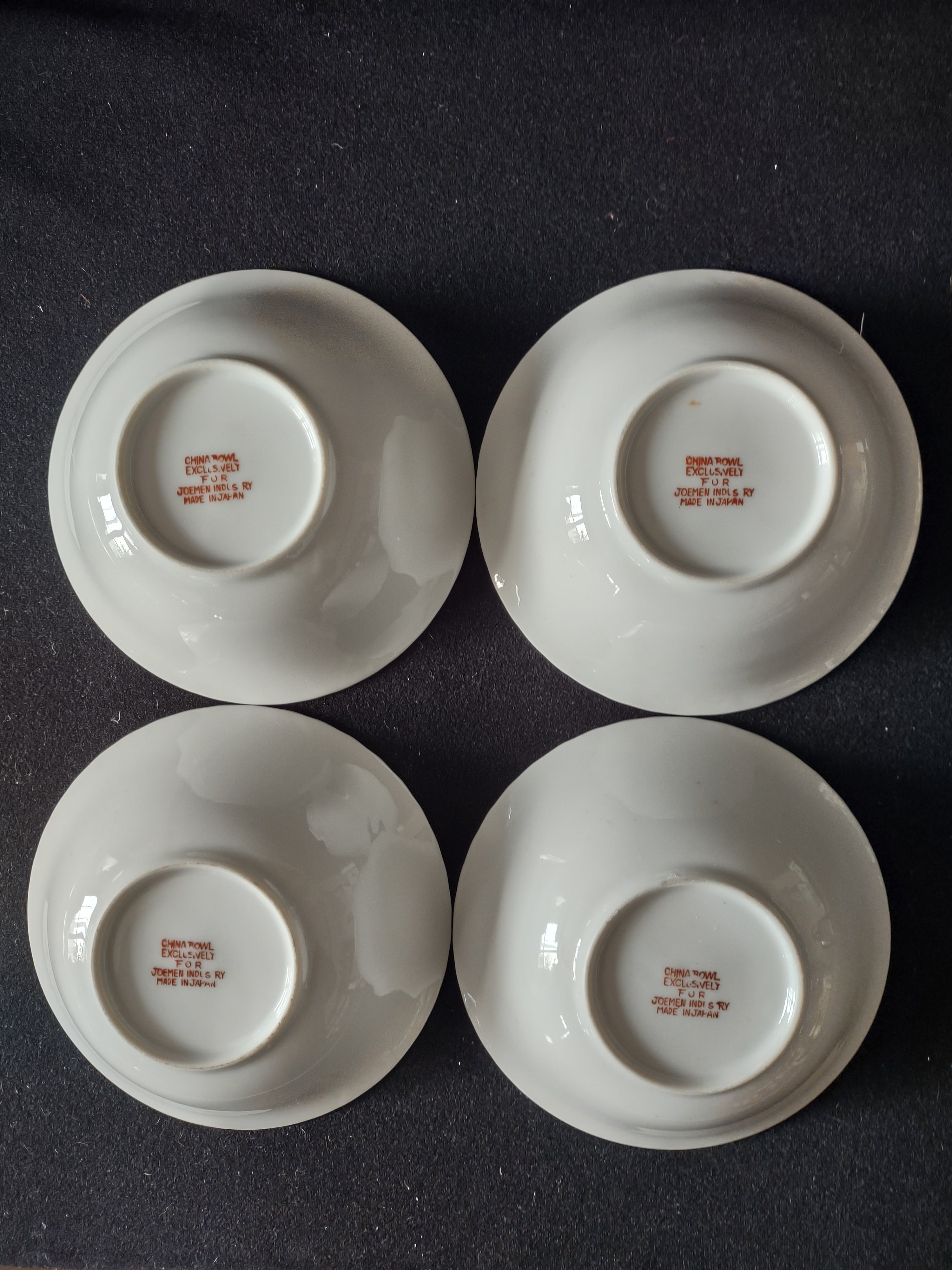 Vintage 6" Lusterware Cereal Cram Soup Bowl x 4 Orange Trim Flowers (Lot 5051)