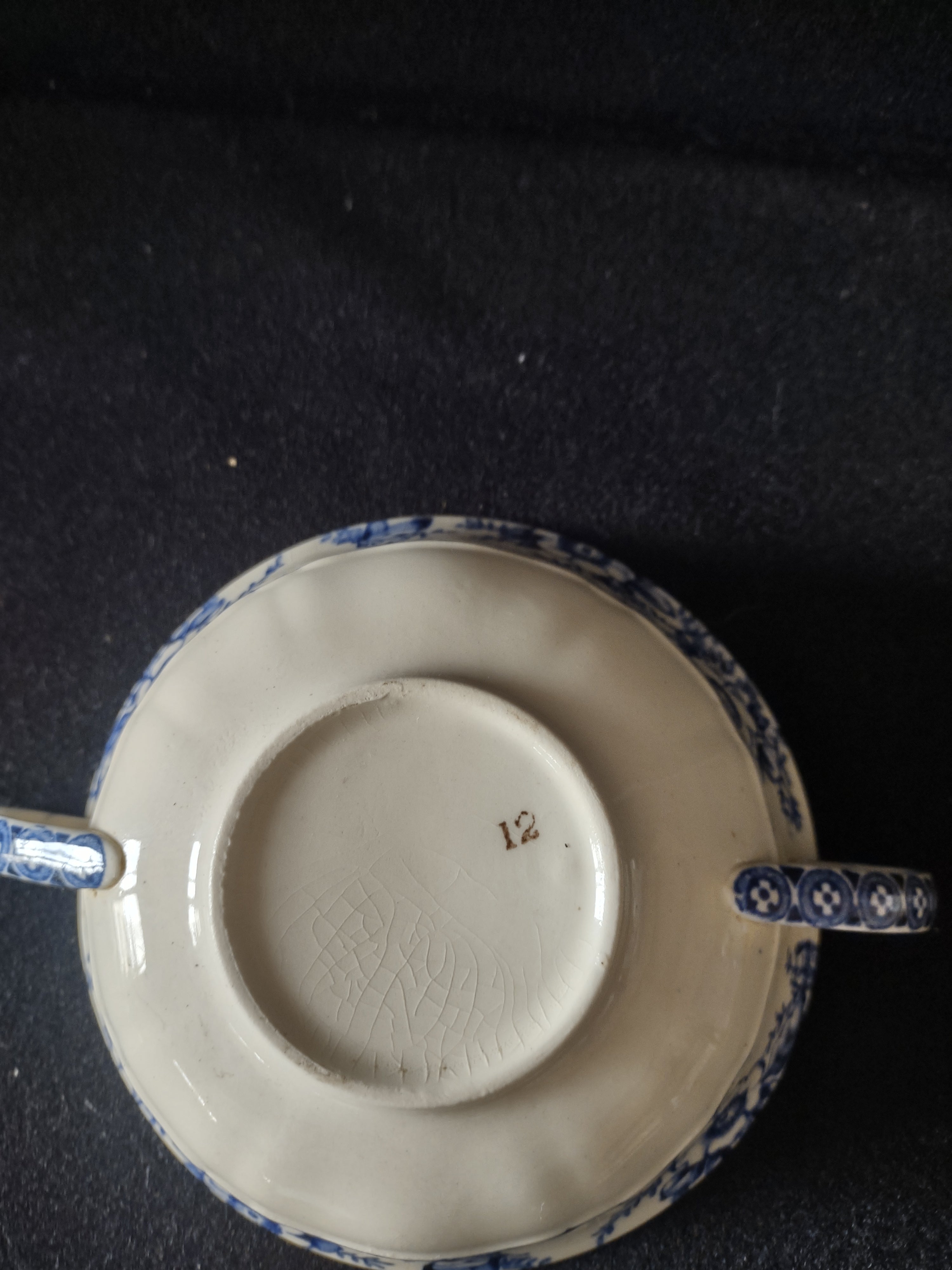 Vintage Cream Soup Bowl Meakin England Ironstone Blue White Set of 3 (Lot 5570)