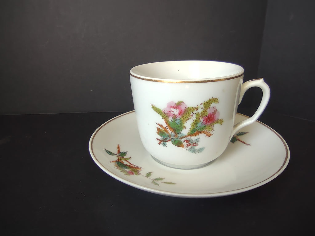 Haviland Limoges Tea Cup Saucer Moss Rose (lot 1056)