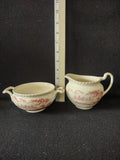 Vintage Johnson Brothers Creamer Open Sugar Bowl Castle On The Lake (Lot 5544)