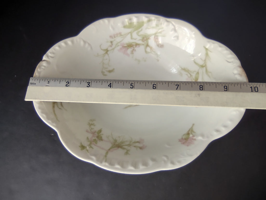 Haviland Limoges Gold Trim Handles Pink Cornflower Serving Bowl (lot 946)