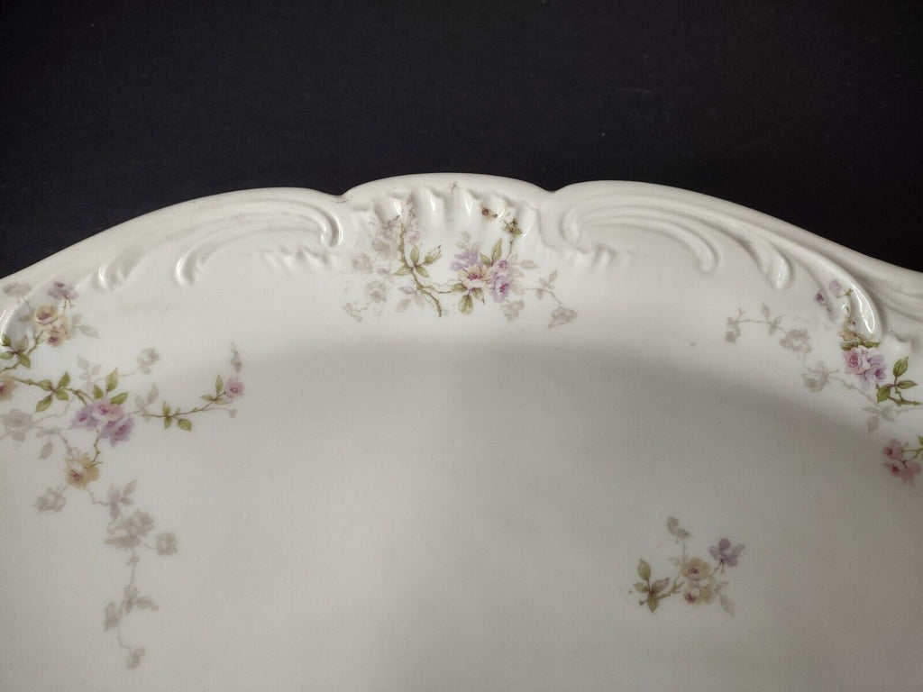 Haviland Limoges Gold Handle Pink Purple Rose Serving Platter 16" (lot 339)