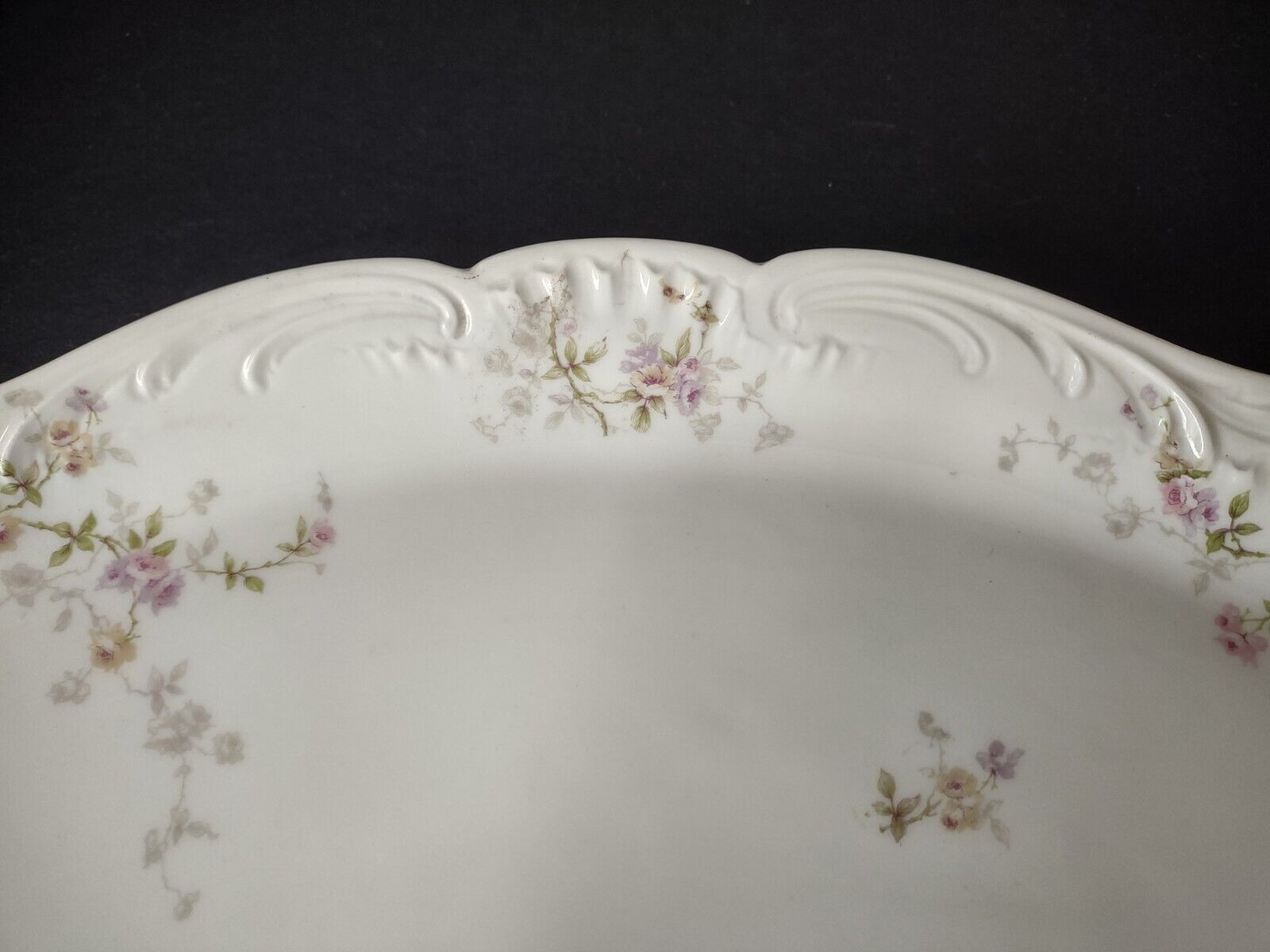Haviland Limoges Gold Handle Pink Purple Rose Serving Platter 16" (lot 339)