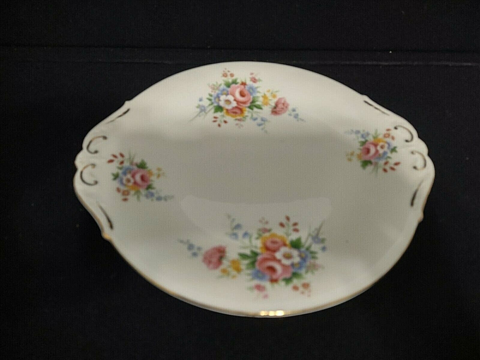 Paragon Fine Bone China Serving Cake Plate Platter Rose Design White Gold (lot 013)
