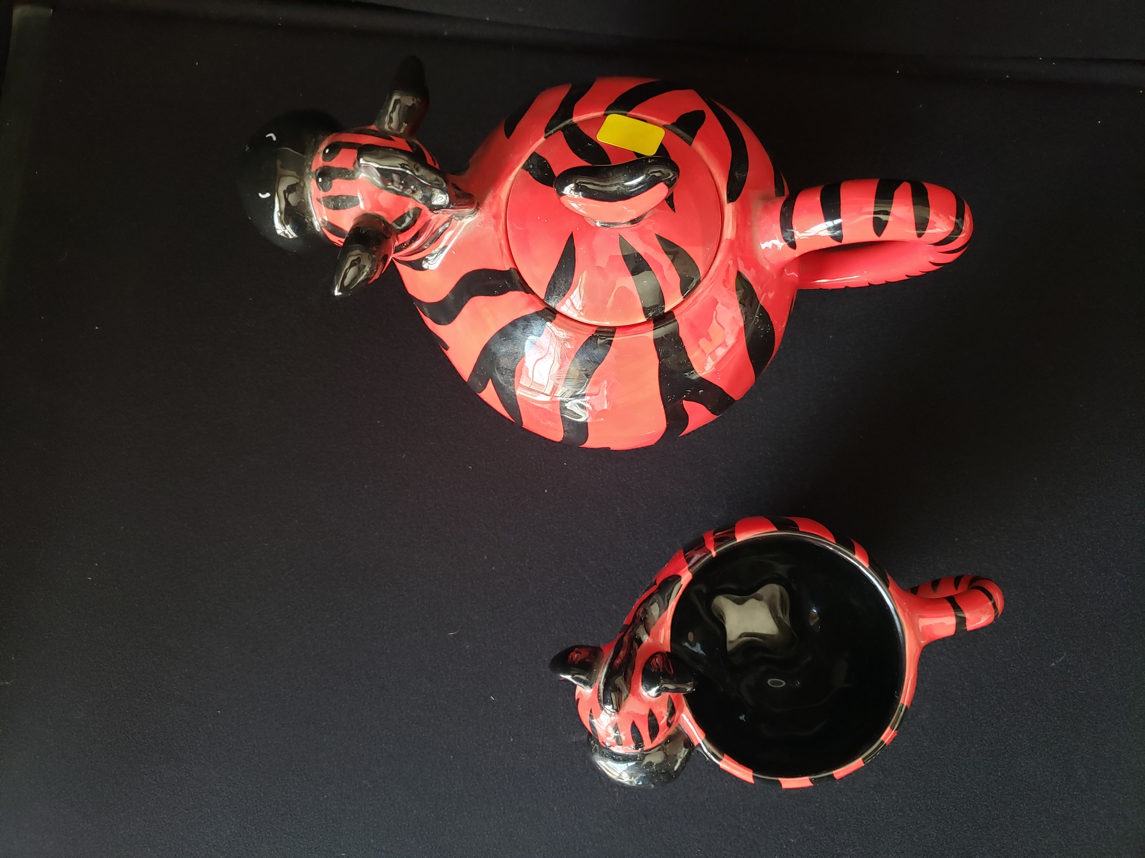 Whimsical Child Kid Collectible Red Zebra Teapot and Tea Cup (lot 2167)