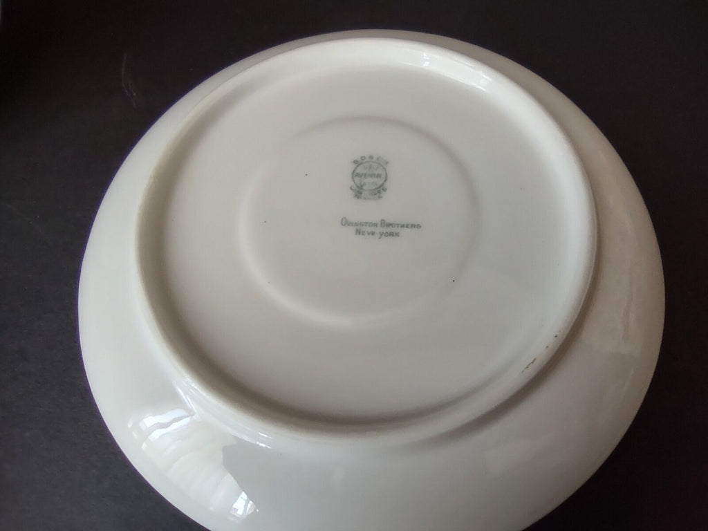 Avenir Limoges Ovington Bros Teacup & Saucer Yellow Black Trim Bow Rose lot 730