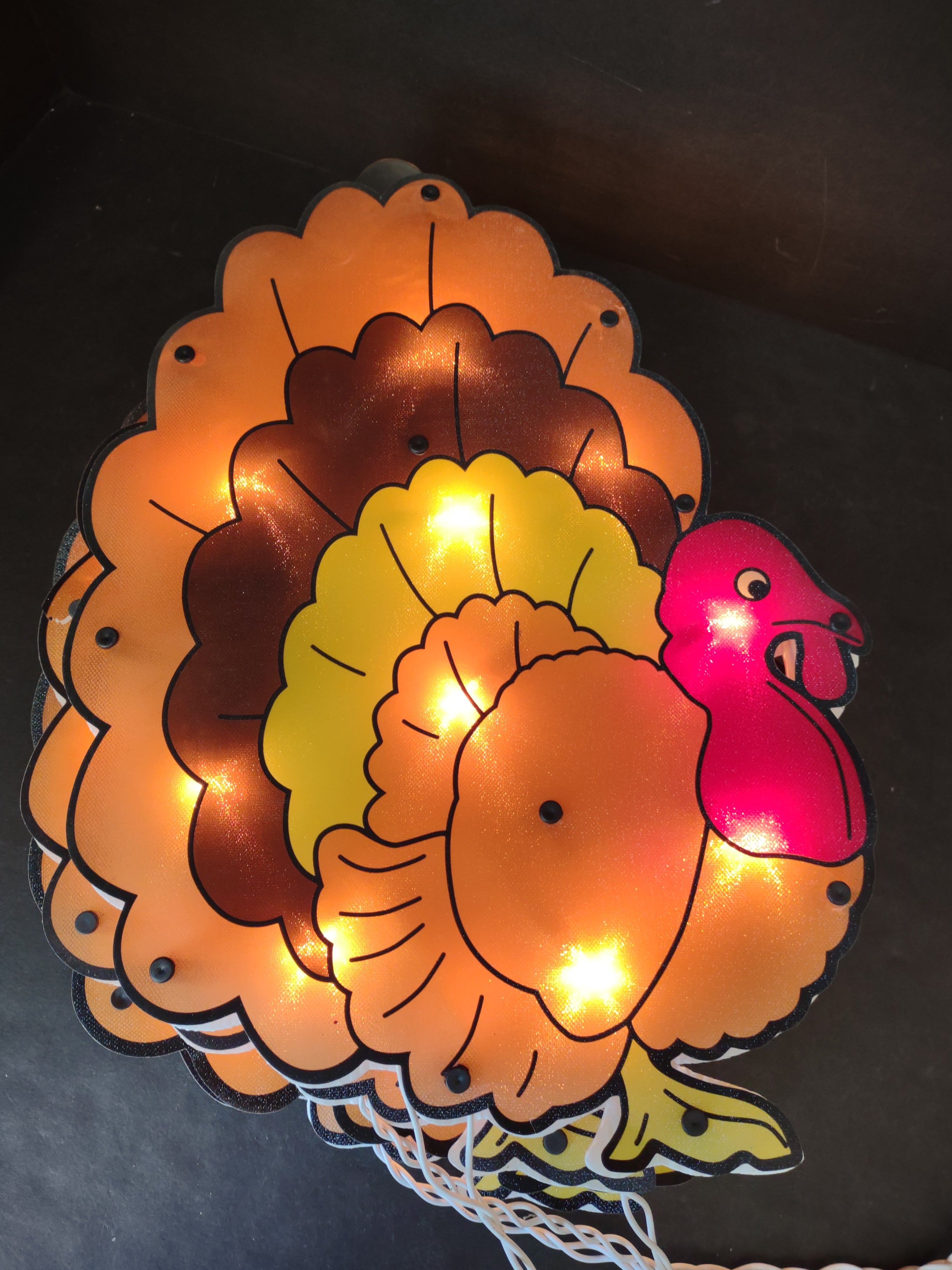 Thanksgiving Turkey x 4 Holographic Window Decor IMPERFECT (lot 3278j)