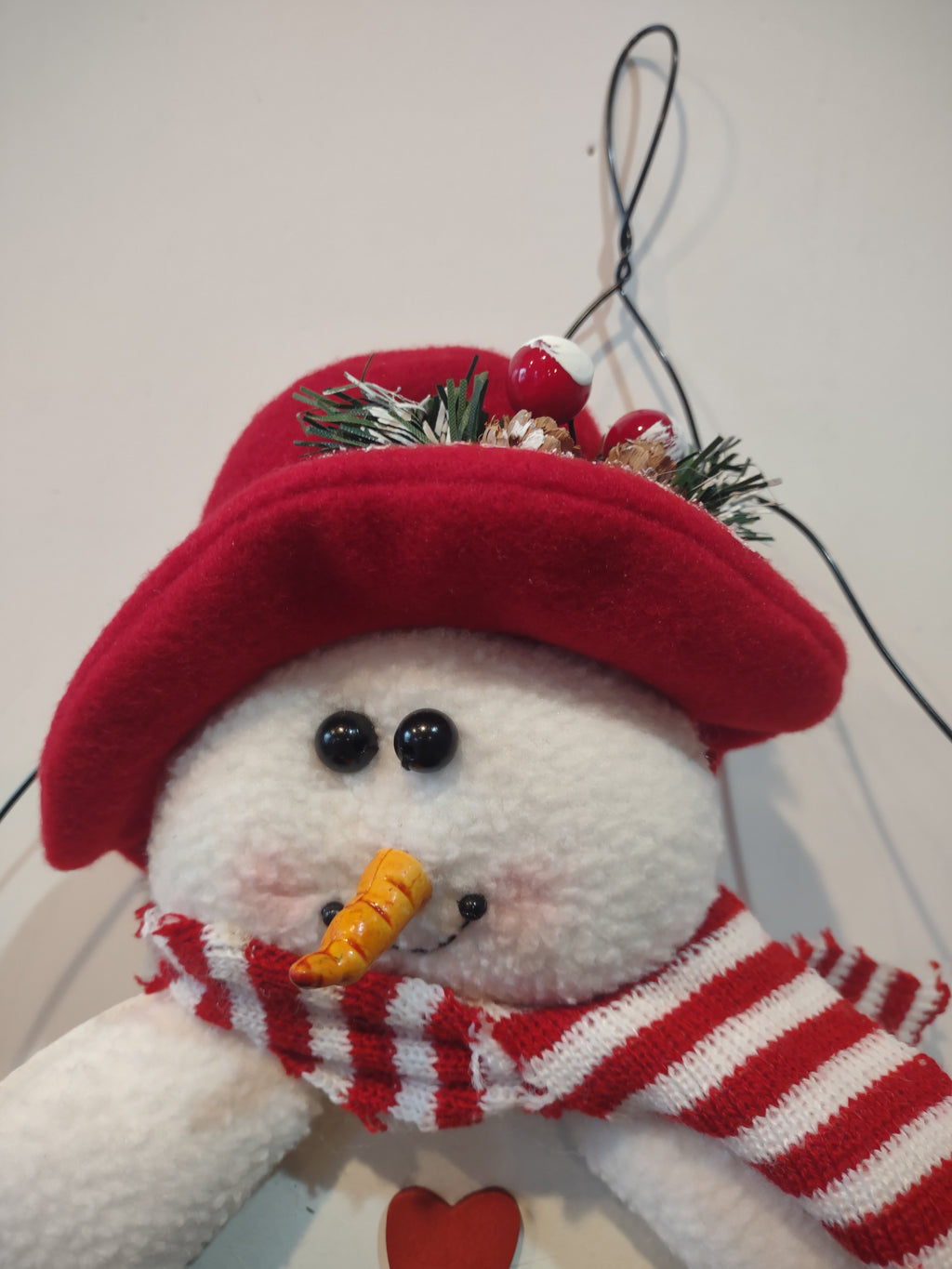 Christmas Plush Snowman Wall Hanging Felt Pocket Happy Holidays (Lot 4605)