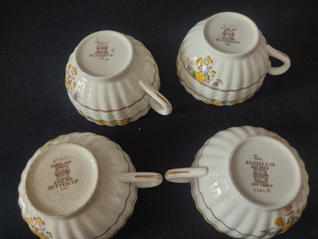 Vintage Spode Buttercup Teacup Saucer x 4 English Countryside Ironstone lot 5746