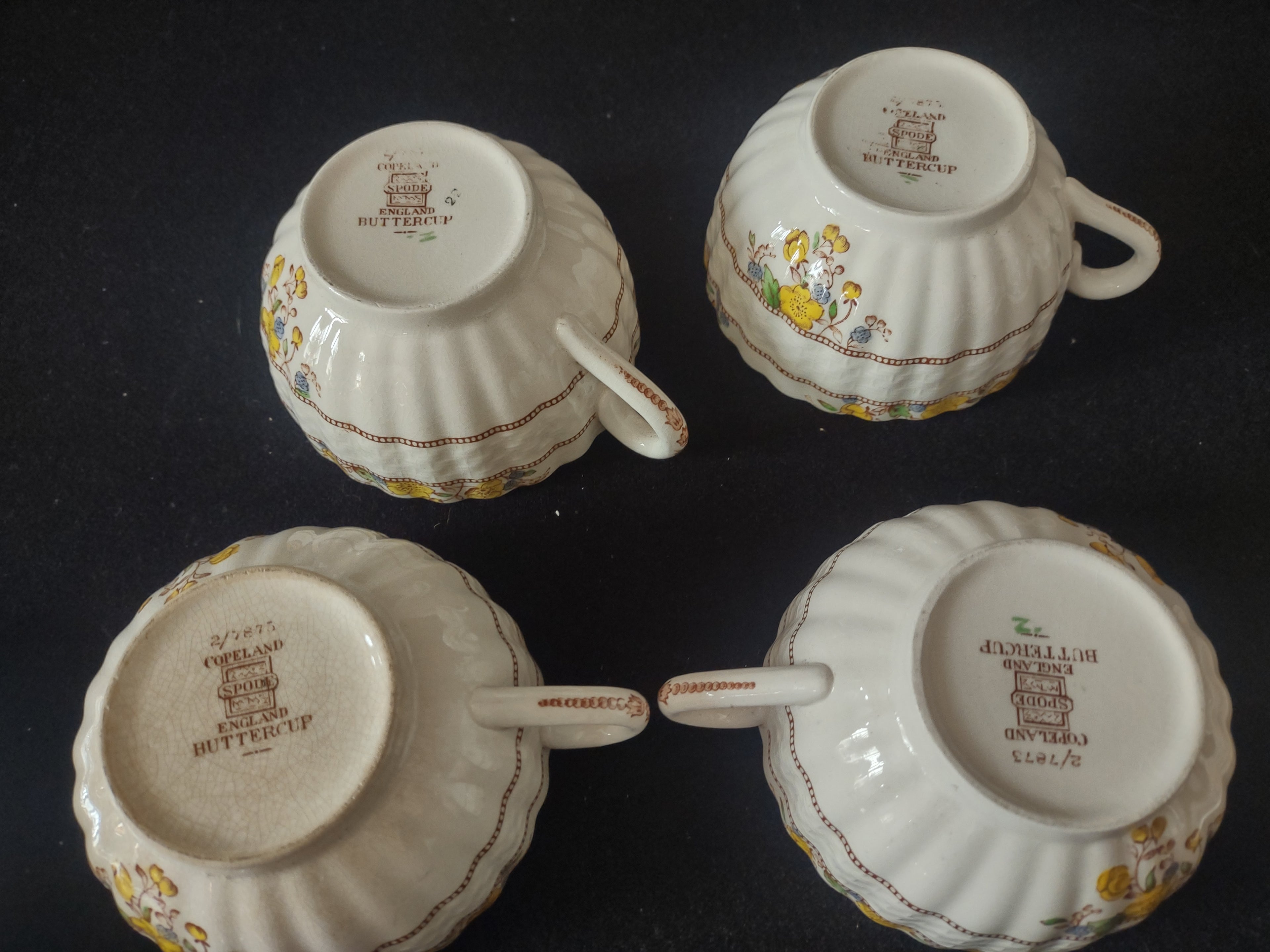Vintage Spode Buttercup Teacup Saucer x 4 English Countryside Ironstone lot 5746
