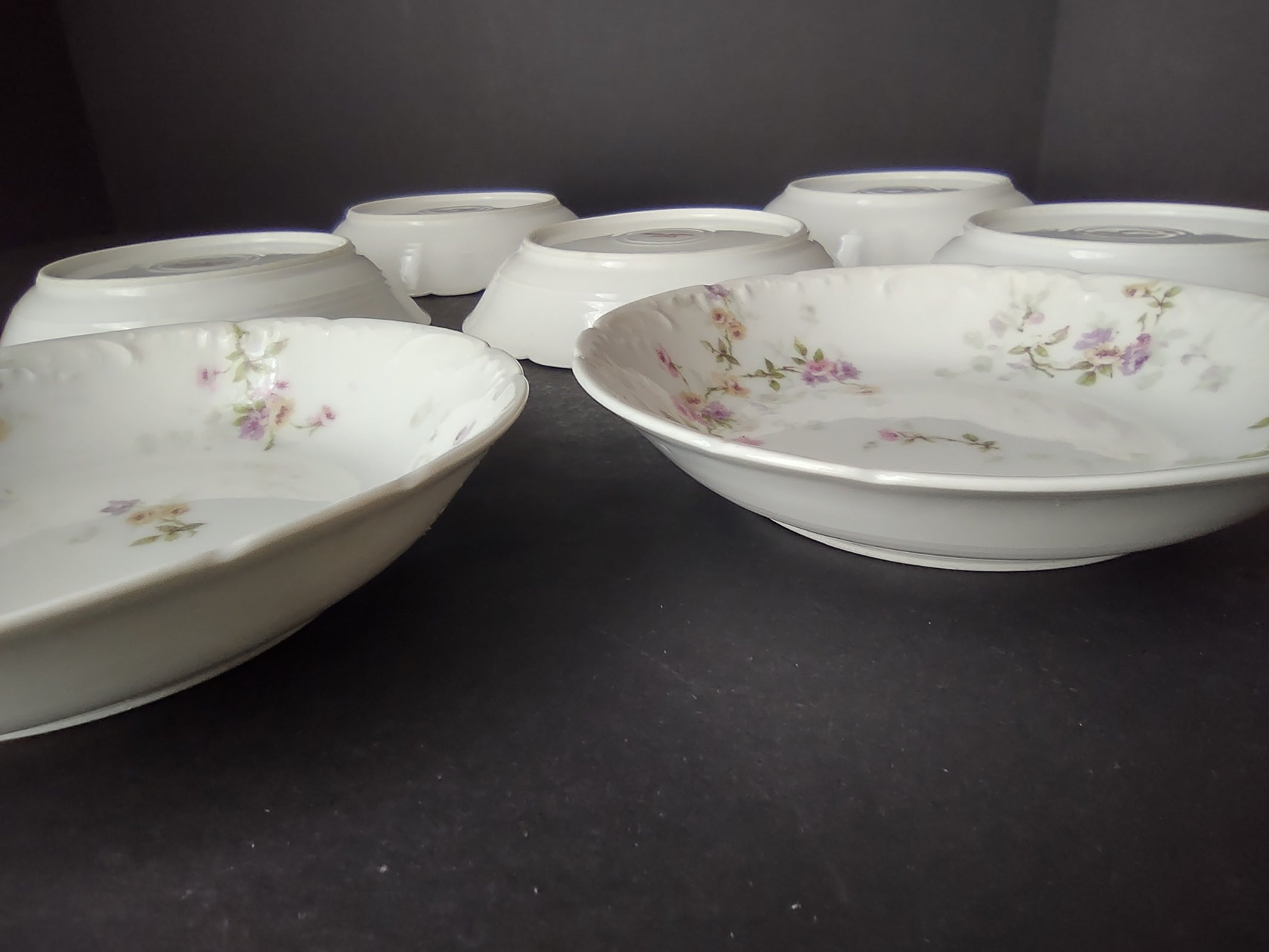 Haviland Limoges 7 x Small Bowl 5" Pink Purple Yellow Rose (lot 839)