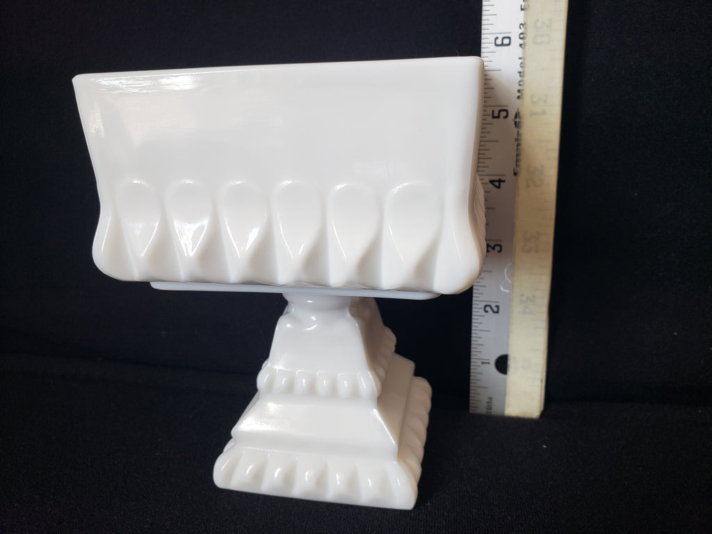 Vintage Milk Glass Footed Square Dish (lot 2218)