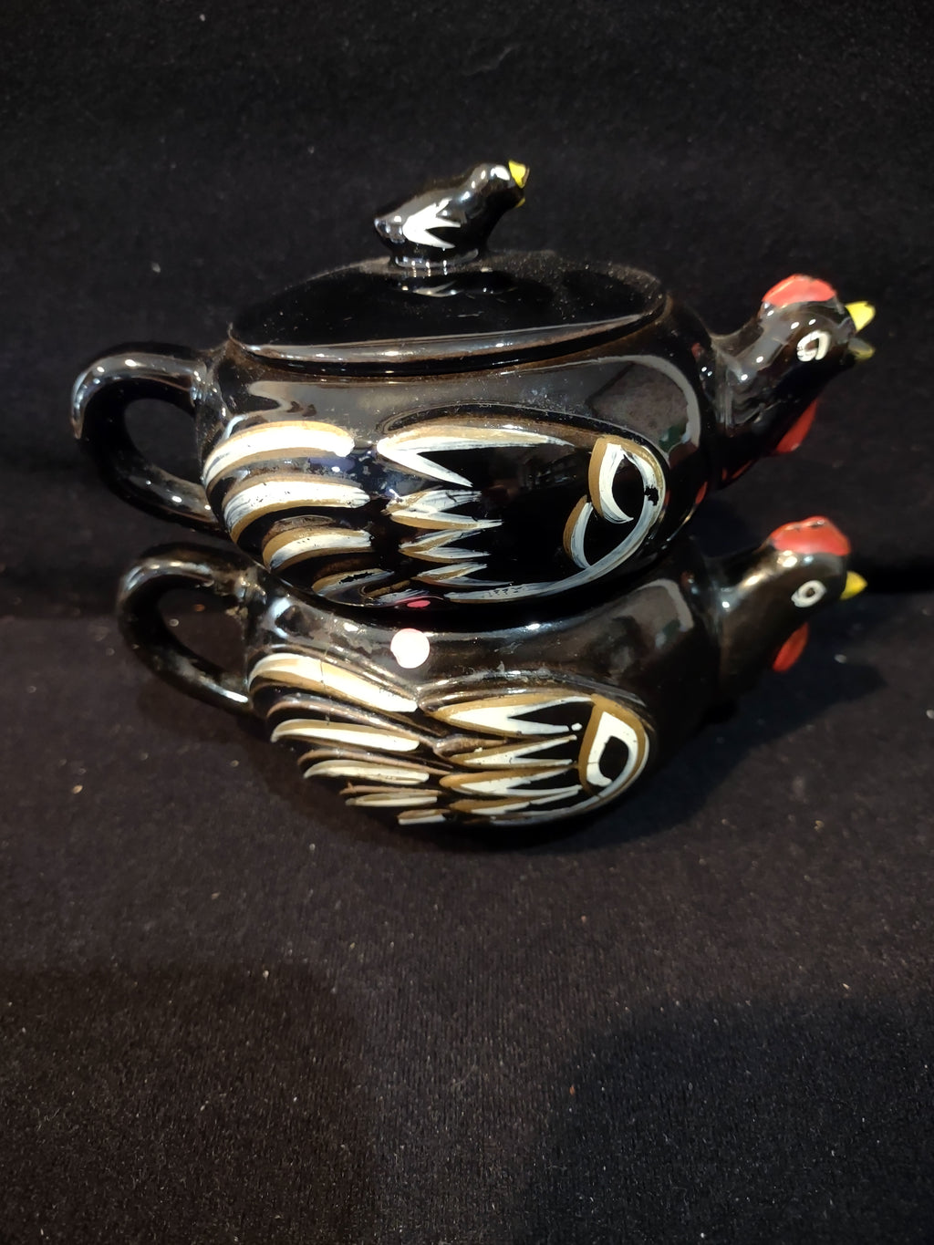Vintage Stacking Chicken Teapot Creamer Sugar Bowl Set 1950s (Lot 3989)