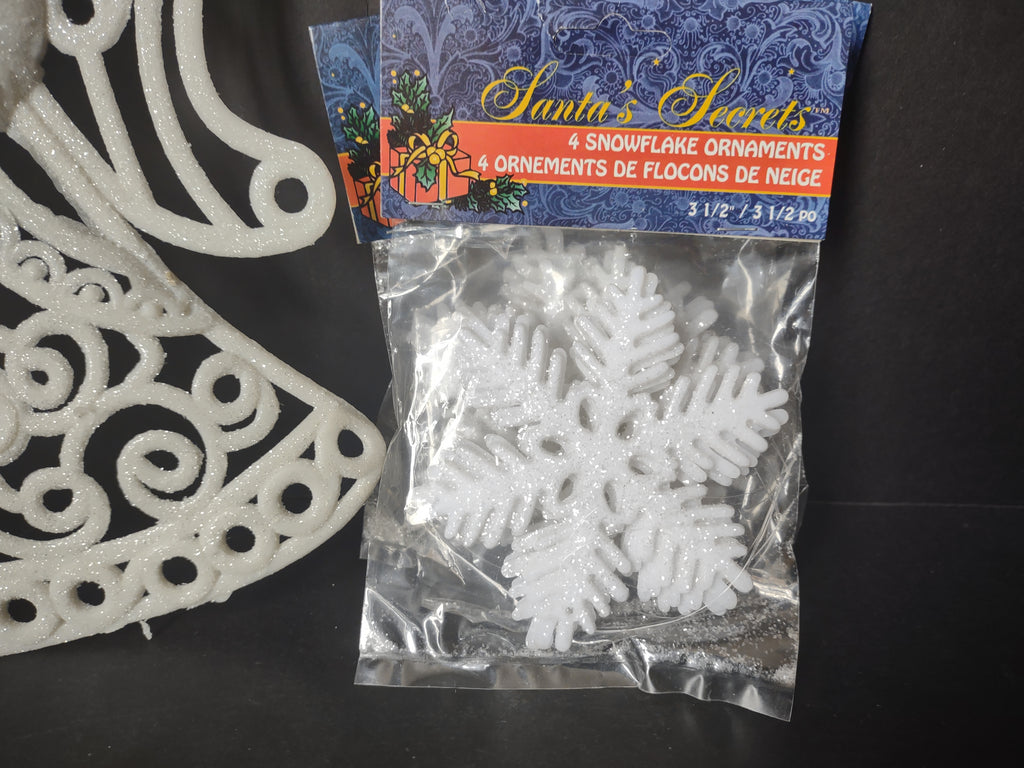 Set Christmas Ornaments Angel Snowflake Santa's Secret Holographic (lot 1754)
